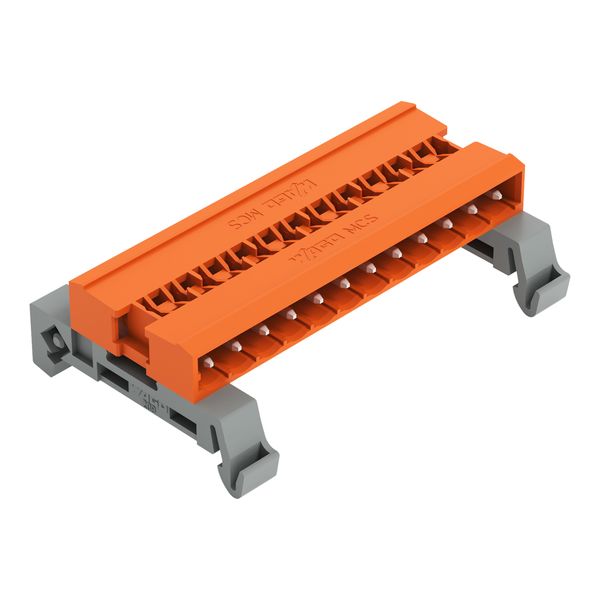 Double pin header DIN-35 rail mounting 12-pole orange image 1