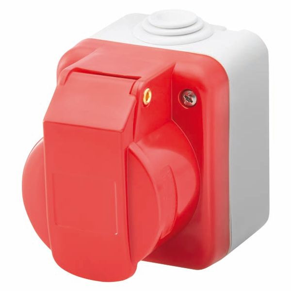 WALL-MOUNTING INDUSTRIAL SOCKET-OUTLET TO IEC 309 STANDARD - 3P+E - 400V - IP44 - GREY RAL 7035 image 2