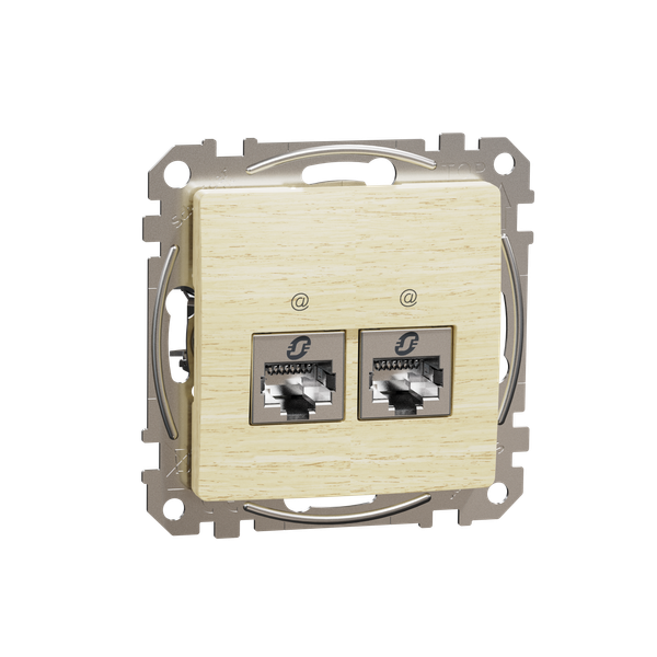 Double DATA Outlet CAT 6 STP, Sedna Design & Elements, RJ45, Wood brich image 5