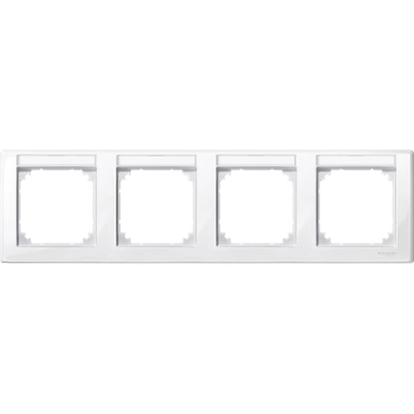 M-Smart frame, 4-gng w. label.bracket, horizontal installation, pol.wht., glossy image 2