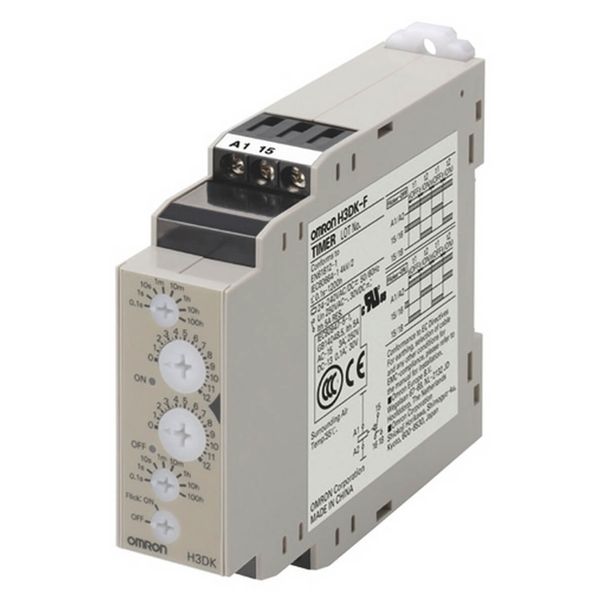 Timer, DIN rail mounting, 22.5mm, twin on & off-delay, 0.1s-12h, SPDT, image 1