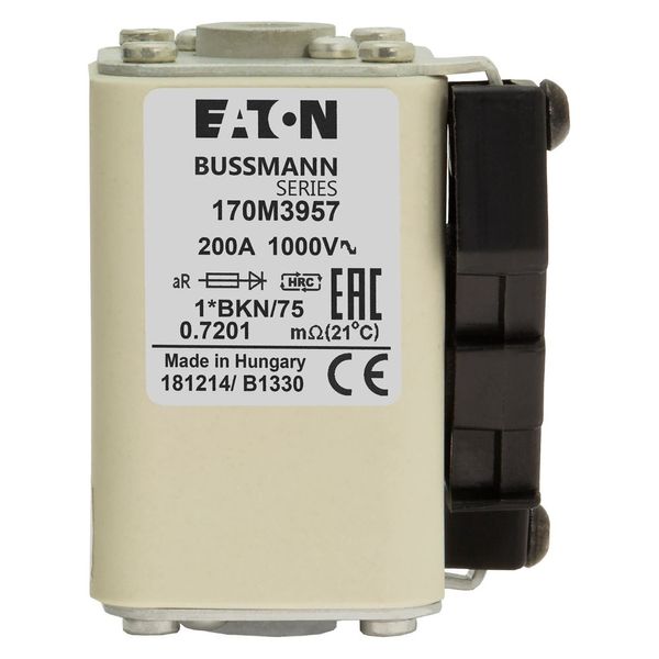 Fuse-link, high speed, 200 A, AC 1000 V, compact size 1, 43 x 61 x 74 mm, aR, IEC, UL, single indicator image 16