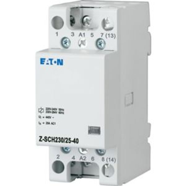 Installation contactor, 230VAC/50Hz, 4N/O, 25A, 2HP image 1