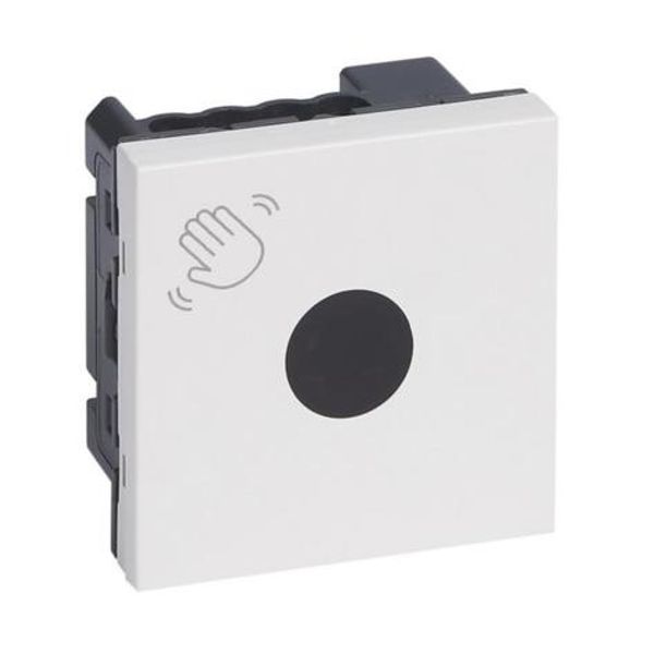 076666L Mosaic contactless switch with or without Neutral for 200W LED lighting control 2 modules - antimicrobial white image 1