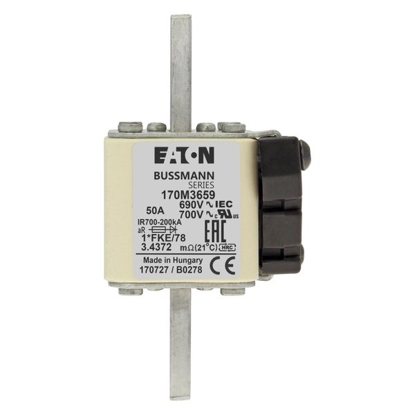 Fuse-link, high speed, 50 A, AC 690 V, compact size 1, 45 x 59 x 110 mm, aR, IEC, UL, single indicator image 8