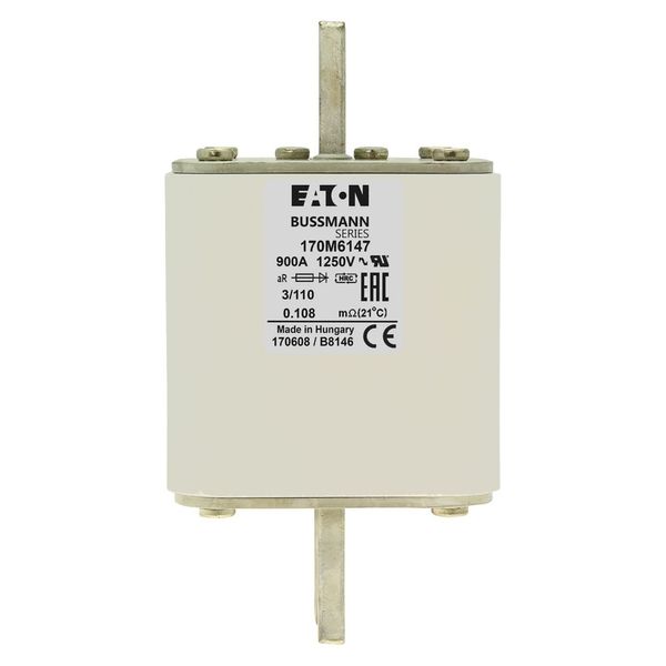 Fuse-link, high speed, 900 A, AC 1250 V, size 3, 76 x 90 x 139 mm, aR, DIN, IEC, single indicator image 15