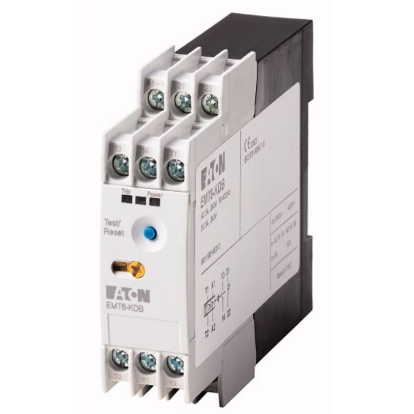Thermistor overload relay for machine protection, 1N/O+1N/C, 24-240VAC/DC, with reclosing lockout image 1
