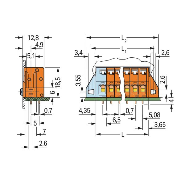 PCB terminal block push-button 2.5 mm² orange image 2