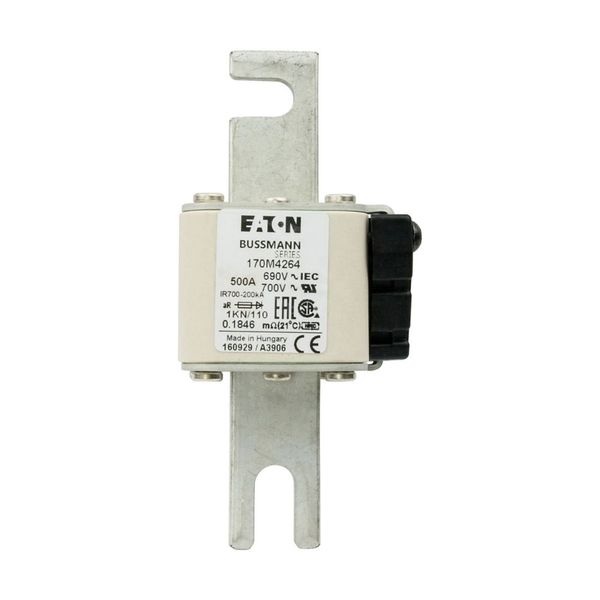 Fuse-link, high speed, 500 A, AC 690 V, DIN 1, 53 x 69 x 138 mm, aR, DIN, IEC, single indicator image 6