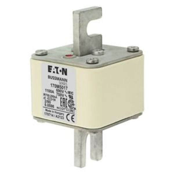 Fuse-link, high speed, 1100 A, AC 600 V, DIN 2, 61 x 61 x 108 mm, aR, DIN, IEC, single indicator, 80 mm centres image 4