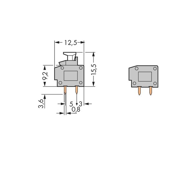 Stackable PCB terminal block push-button 1.5 mm² gray image 4