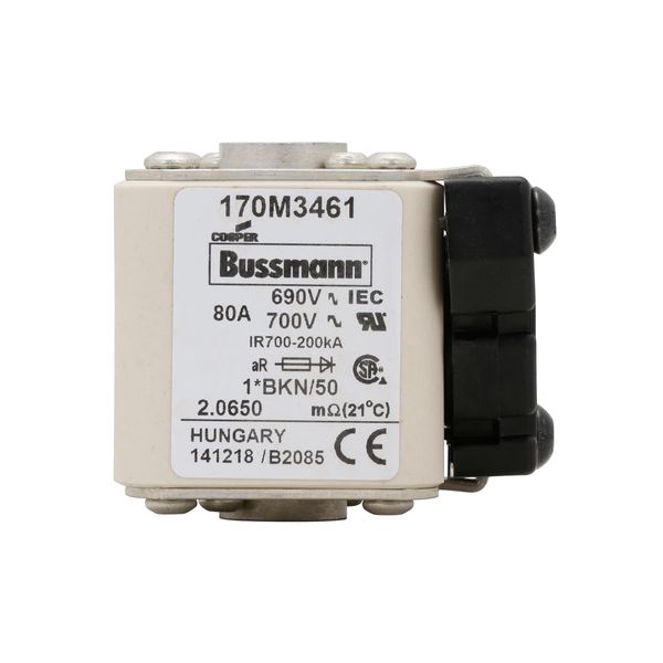 Fuse-link, high speed, 80 A, AC 690 V, compact size 1, 45 x 59 x 51 mm, aR, IEC, UL, single indicator image 14