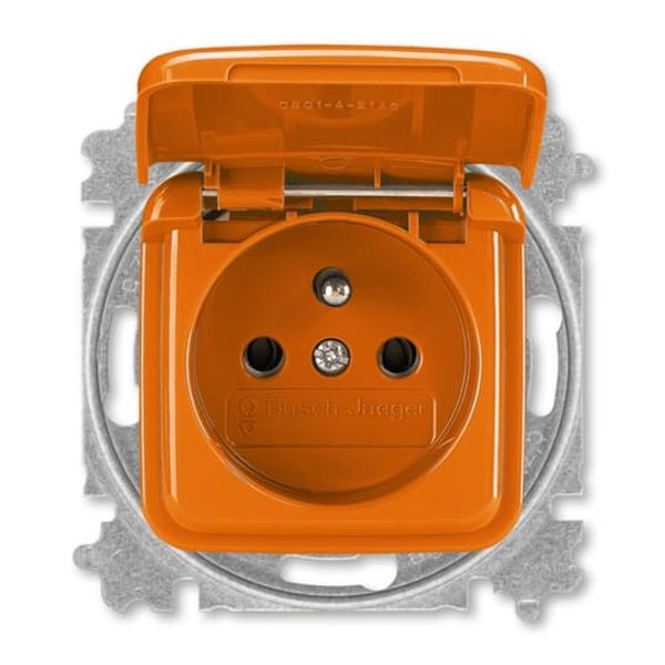 5519B-A02387 P Outlet single w.pin w.lid shuttered ; 5519B-A02387 P Orange image 1