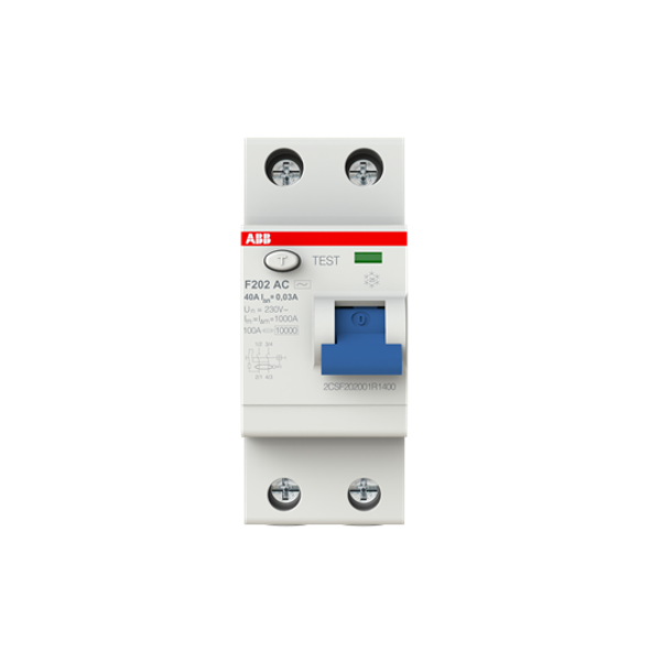 F202 AC-40/0.03 Residual Current Circuit Breaker 2P AC type 30 mA image 1