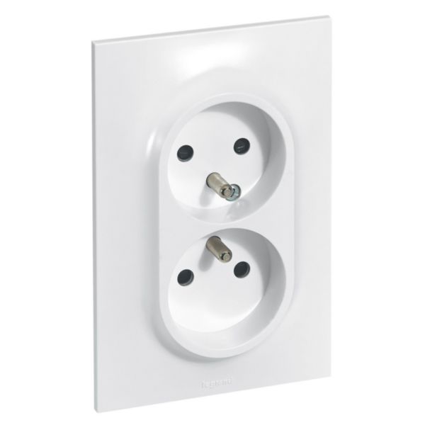 Double power socket with earth Neptune - 16A - 1 post - white image 1