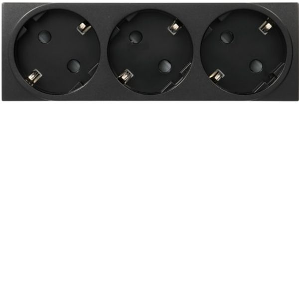 Triple socket Schuko Black image 1