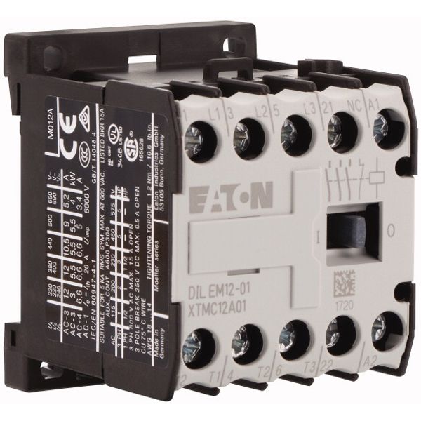 Contactor, 24 V DC, 3 pole, 380 V 400 V, 5.5 kW, Contacts N/C = Normally closed= 1 NC, Screw terminals, DC operation image 4