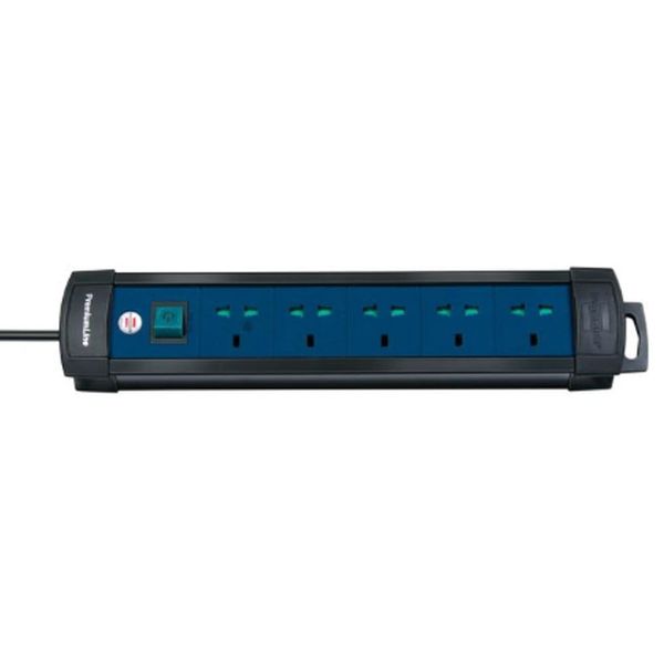 Premium-Multi-Line extension lead 5-way 3m H05VV-F 3G1,25 black/blue For NON-European countries only! Plug-in system: *USA,DE,GB* image 1