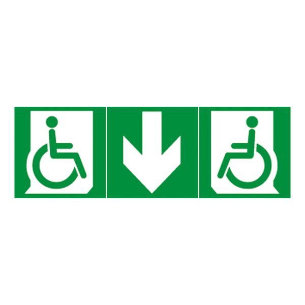 Label - for emergency lighting luminaires-exit door for handicapped person below image 1