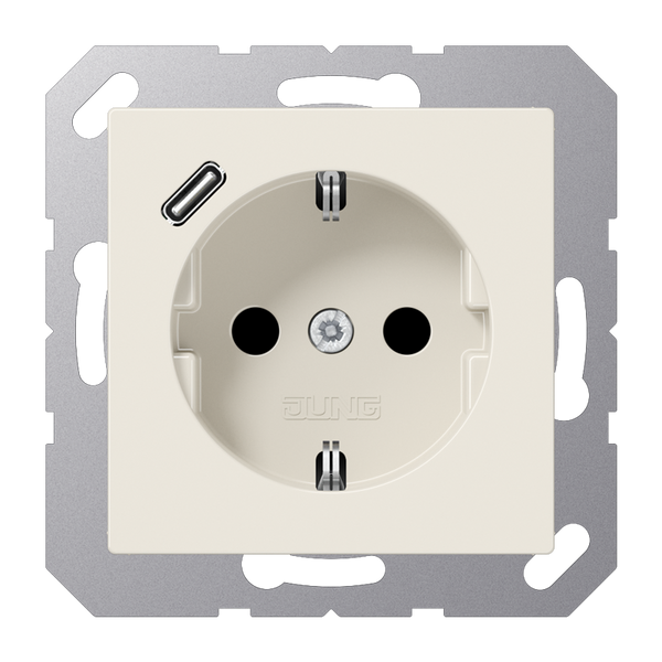 SCHUKO socket with USB type C A1520-18C image 1