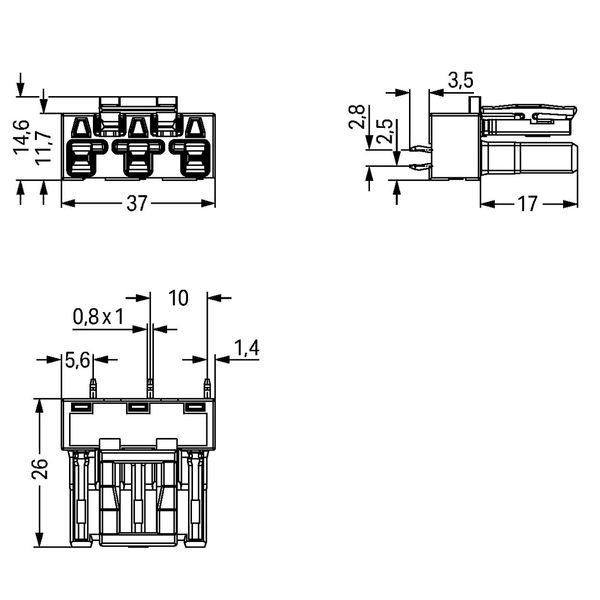 Socket for PCBs straight 3-pole pink image 3