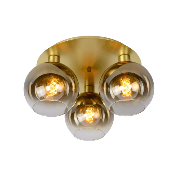 Lucide MARIUS - Flush ceiling light - 3xE27 - Matt Gold / Brass image 1