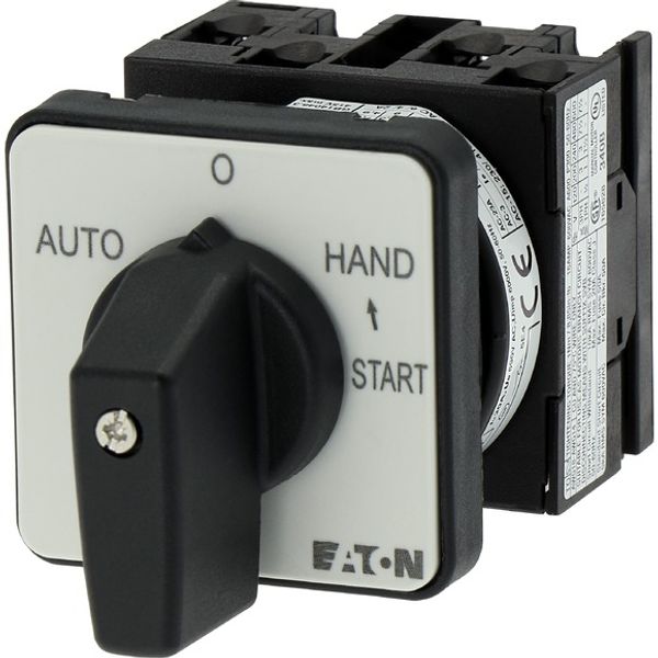 Changeover switches, T0, 20 A, flush mounting, 2 contact unit(s), Contacts: 4, With spring-return from START, 45 °, momentary/maintained, AUTO-0-HAND image 4