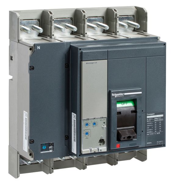 circuit breaker ComPact NS800L, 150 kA at 415 VAC, Micrologic 2.0 trip unit, 800 A, fixed, 4 poles 4d image 1