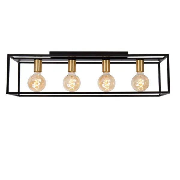 Lucide RUBEN - Flush ceiling light - 4xE27 - Black image 1