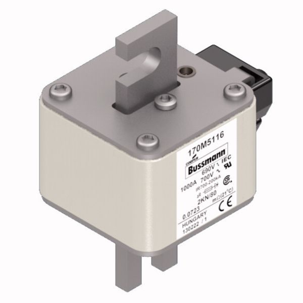 Fuse-link, high speed, 1000 A, AC 690 V, DIN 2, 61 x 77 x 108 mm, aR, DIN, IEC, single indicator image 3