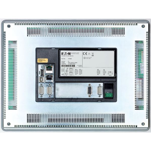 Single touch display, 12-inch display, 24 VDC, 800 x 600 px, 2x Ethernet, 1x RS232, 1x RS485, 1x CAN, 1x DP, PLC function can be fitted by user image 24