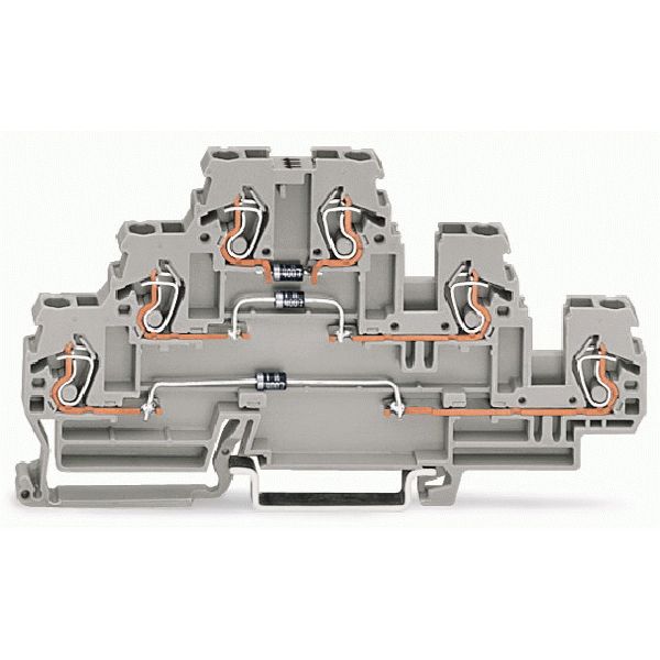 Component terminal block triple-deck with 3 diodes 1N4007 gray image 1