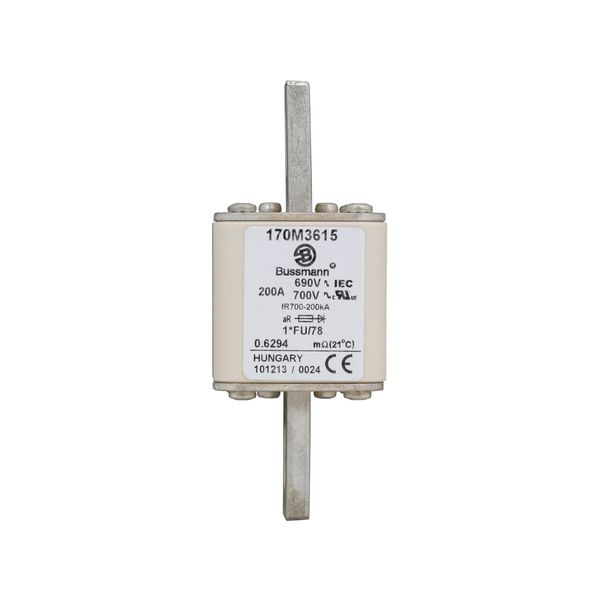 Fuse-link, high speed, 200 A, AC 690 V, compact size 1, 45 x 45 x 110 mm, aR, IEC, UL image 6