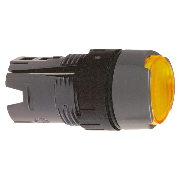 Head for illuminated push button, Harmony XB6, yellow flush pushbutton Ø 16 spring return 12...24 V image 1