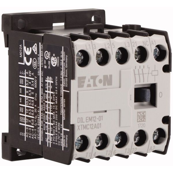 Contactor, 230 V 50 Hz, 240 V 60 Hz, 3 pole, 380 V 400 V, 5.5 kW, Contacts N/C = Normally closed= 1 NC, Screw terminals, AC operation image 4