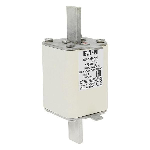 Fuse-link, high speed, 160 A, AC 690 V, DIN 1, 52 x 66 x 135 mm, gR, DIN, IEC, single indicator image 9