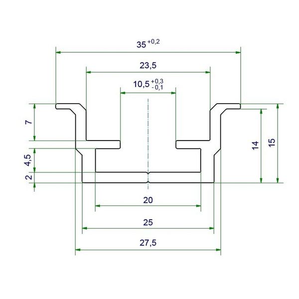 Aluminum clamping profile N157, 2000x35x15mm (LxWxH) image 2