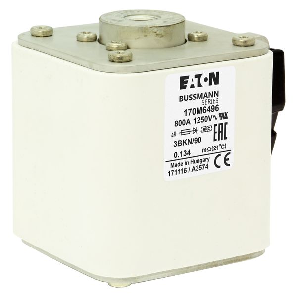 Fuse-link, high speed, 800 A, AC 1250 V, size 3, 76 x 92 x 91 mm, aR, IEC, UL, type K indicator, flush end, M12 image 11