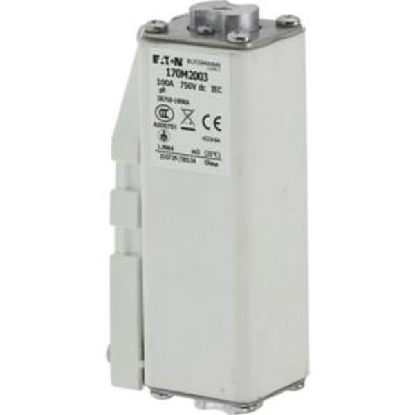 Fuse-link, high speed, 100 A, DC 750 V, compact size 1, 41 x 59 x 128 mm, aR, IEC, single indicator image 5