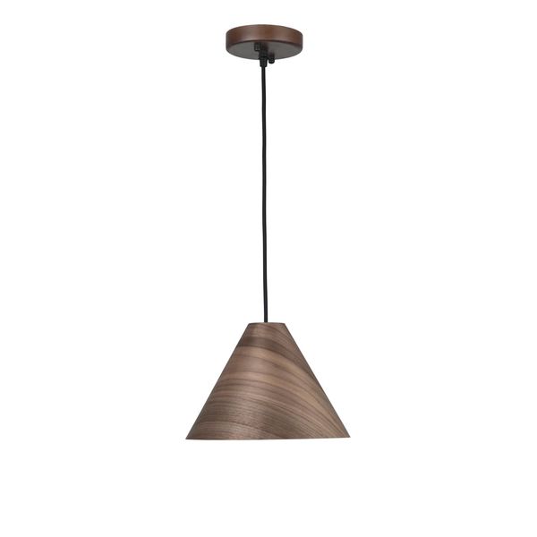 Dark Walnut Wood Color   Dark Brown Fabric Cable   Solid Wood Canopy  LED E27 1x12 Watt 230 Volt  IP20 Bulb Excluded  D: 25 H1: 17 H2: 130 cm Adjustable height image 1