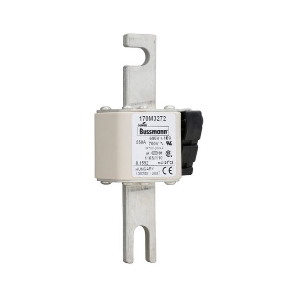 Fuse-link, high speed, 550 A, AC 690 V, compact DIN 1, 45 x 58 x 134 mm, aR, DIN, IEC, type K indicator, 110 mm centres image 13