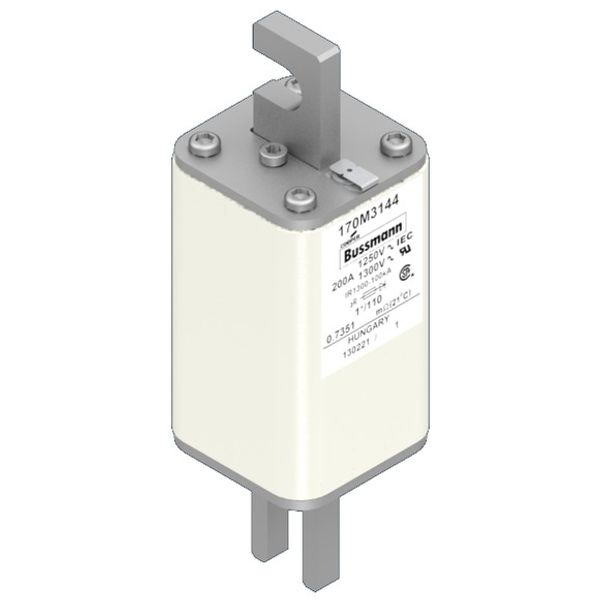 Fuse-link, high speed, 200 A, AC 1250 V, compact size 1, 45 x 45 x 138 mm, aR, DIN, IEC, single indicator image 2