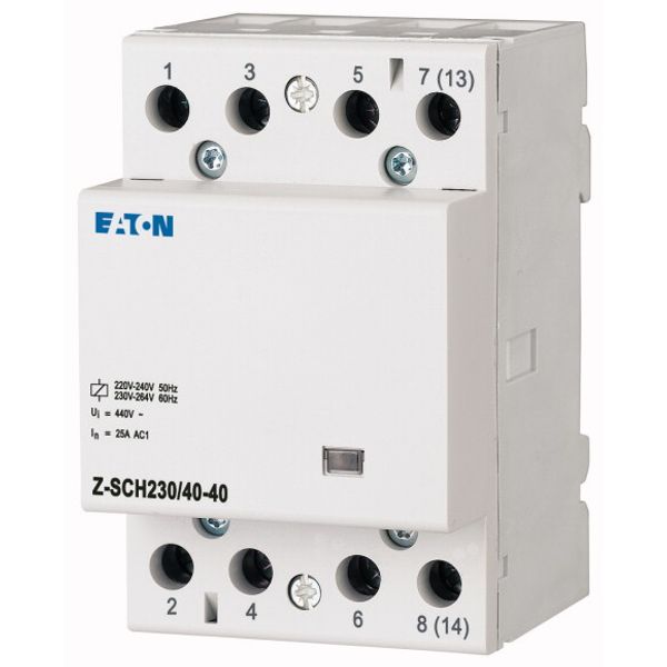 Installation contactor, 230VAC/50Hz, 4N/O, 40A, 3HP image 1