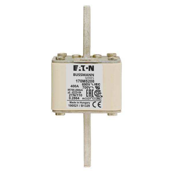 Fuse-link, high speed, 400 A, AC 690 V, DIN 2, 61 x 75 x 138 mm, aR, DIN, IEC, single indicator image 10