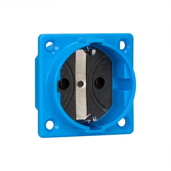SCHUKO built-in socket outlet, blue, w/o hinged lid image 1