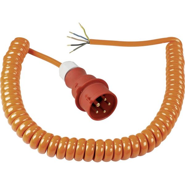 CEE construction site spiral connection cable, basic length 1 m H07BQ-F 5G2.5  Elastic up to 5 m orange image 1