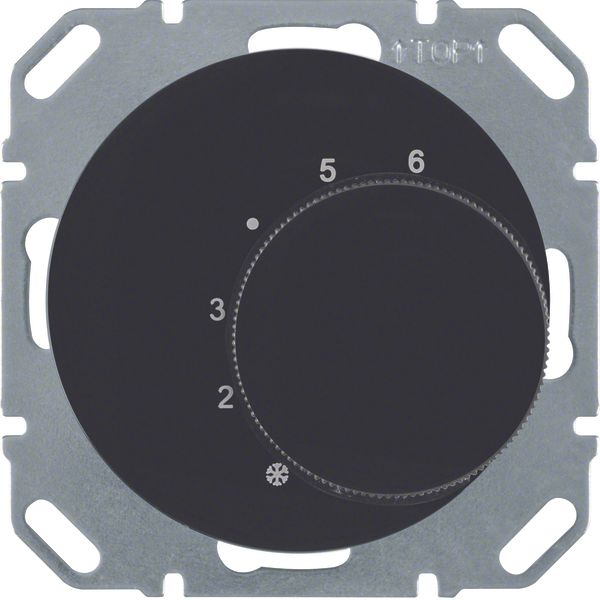 Thermostat, change-over contact, centre plate, R.1/R.3, black glossy image 1