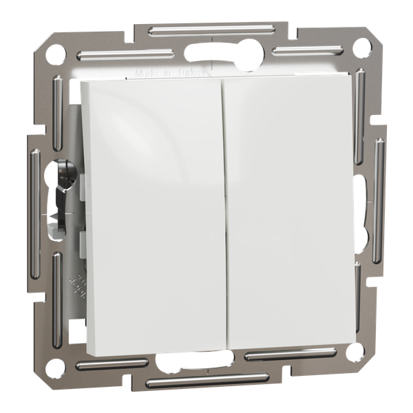 Asfora - double 2way switch - 10AX screwless terminals, white wo frame image 4