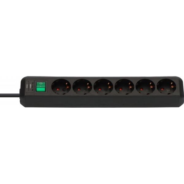 Eco-Line extension socket with switch 6-way black 1,5m H05VV-F 3G1,5 image 1