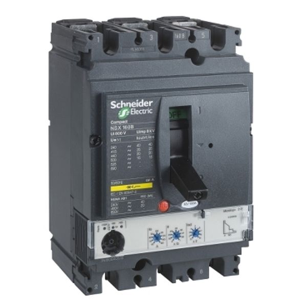 circuit breaker ComPact NSX160B, 25 kA at 415 VAC, MicroLogic 2.2 trip unit 160 A, 3 poles 3d image 2
